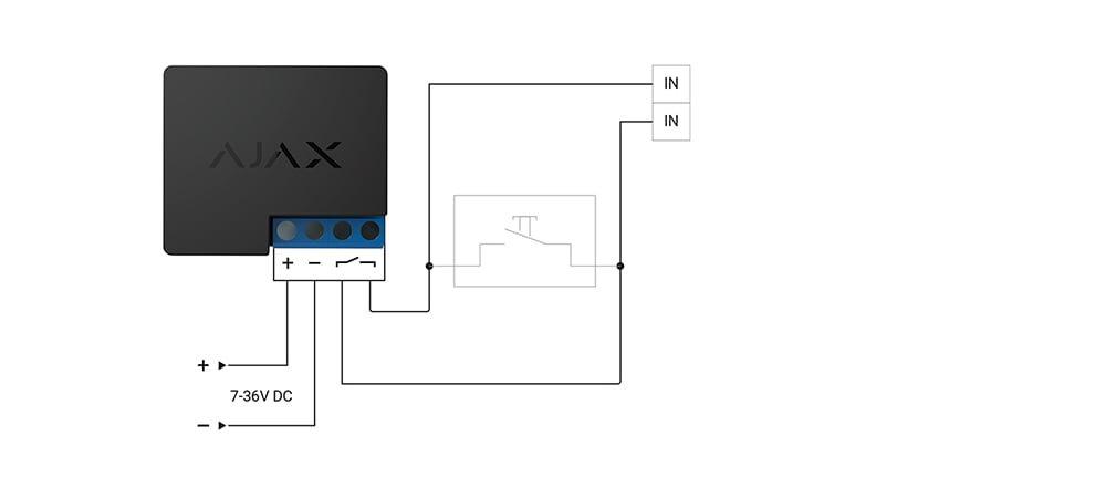 Схема підключення Ajax Relay як кнопки або тумблера